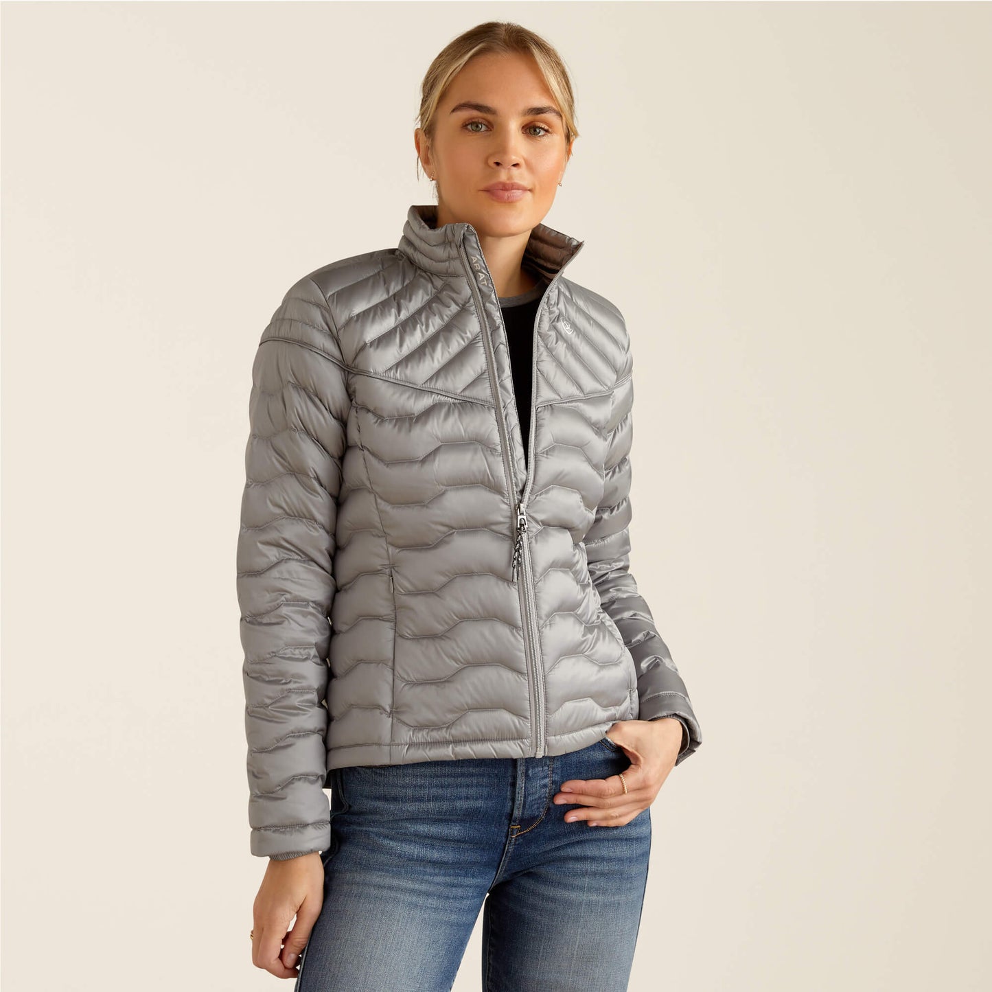 CHAQUETA MUJER PLUMAS ARIAT PLATA