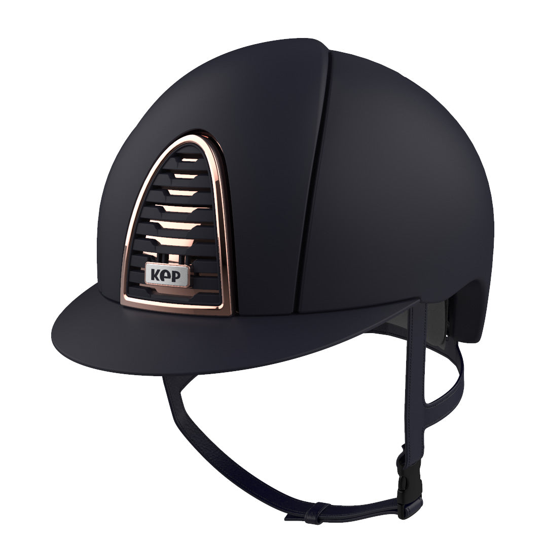 CASCO KEP CROMO 2.0 TEXTILE AZUL/MARCO DE ORO ROSA