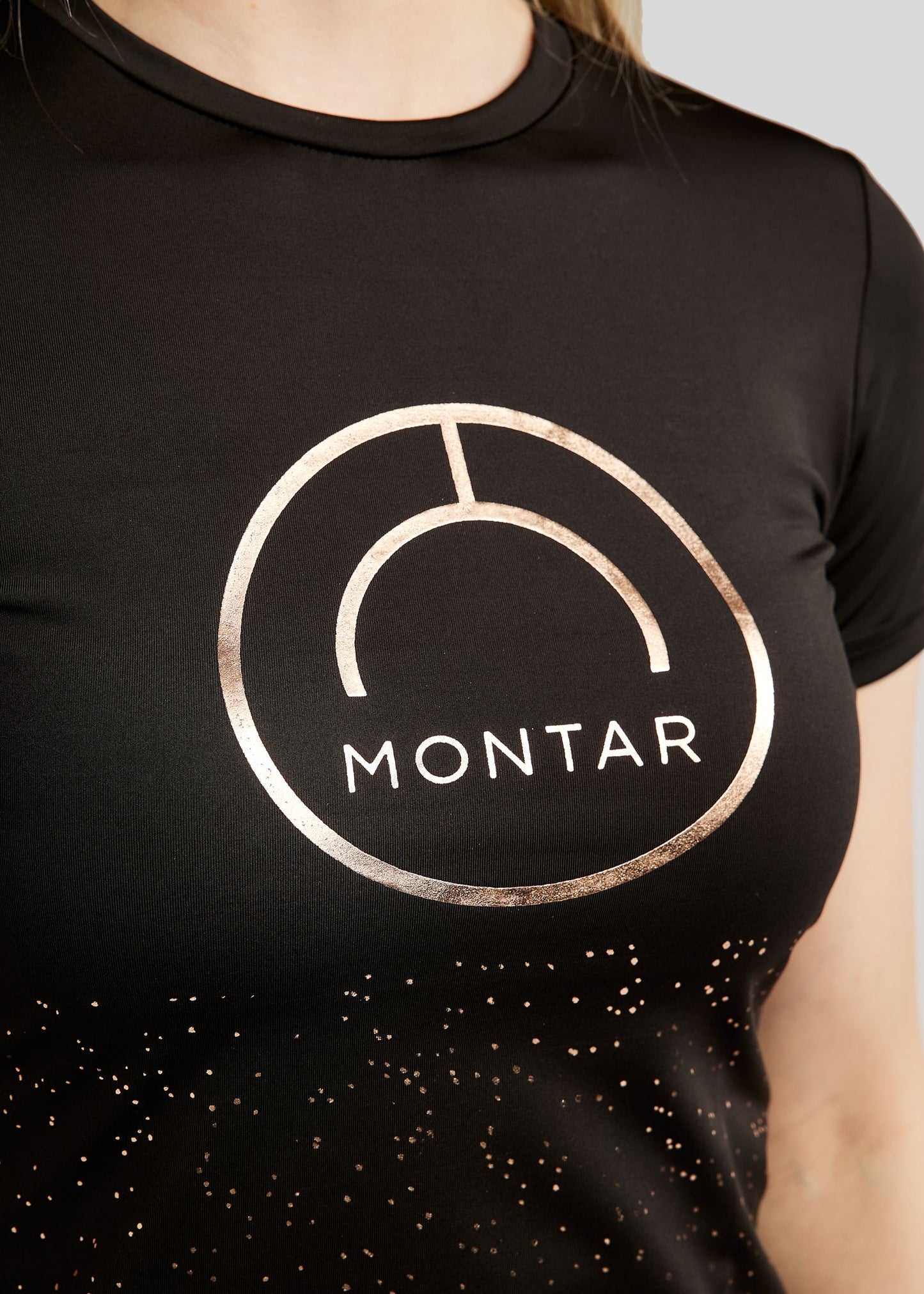 CAMISETA MUJER MOCILLE CON ESTAMPADO CHAMPÁN NEGRA