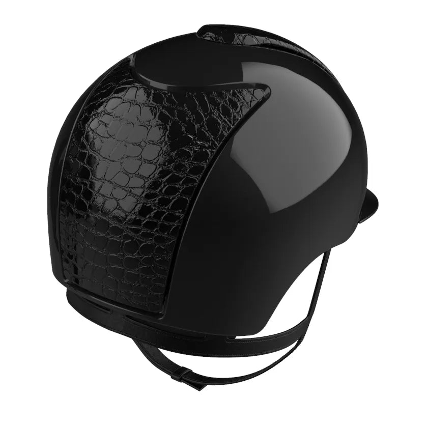 CASCO KEP CROMO 2.0 BRILLANTE NEGRO CON LOS PANELS EN CURO NEGRO ESTILO COCO