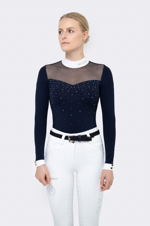 POLO CONCURSO MUJER BERGAMONT FLEUR DE LYS AZUL