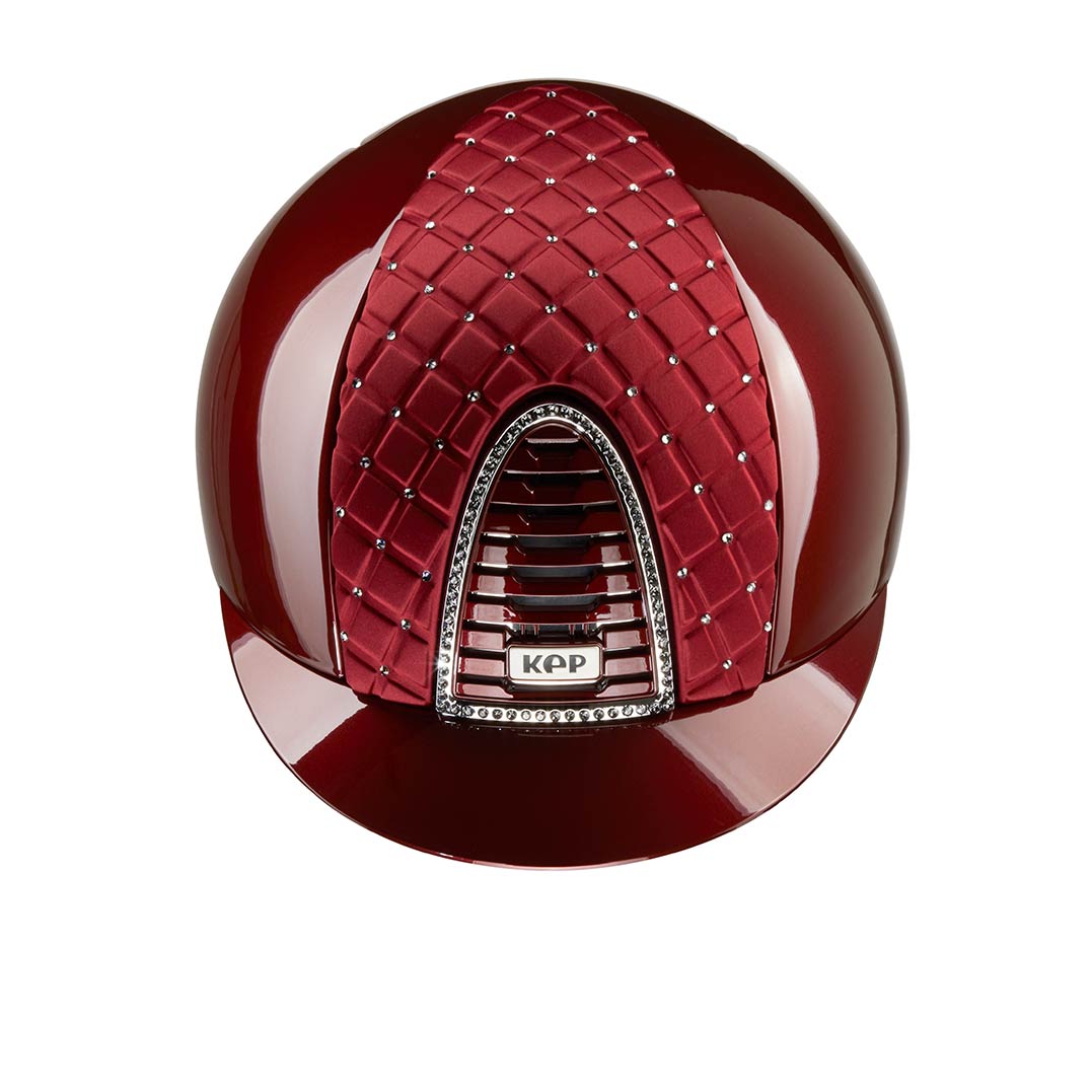 CASCO KEP CROMO 2.0 METAL BURDEOS - FRONTAL SATINADO COLECCIÓN MILANO CON CRISTALES SWAROVSKI® SILVER NIGHT