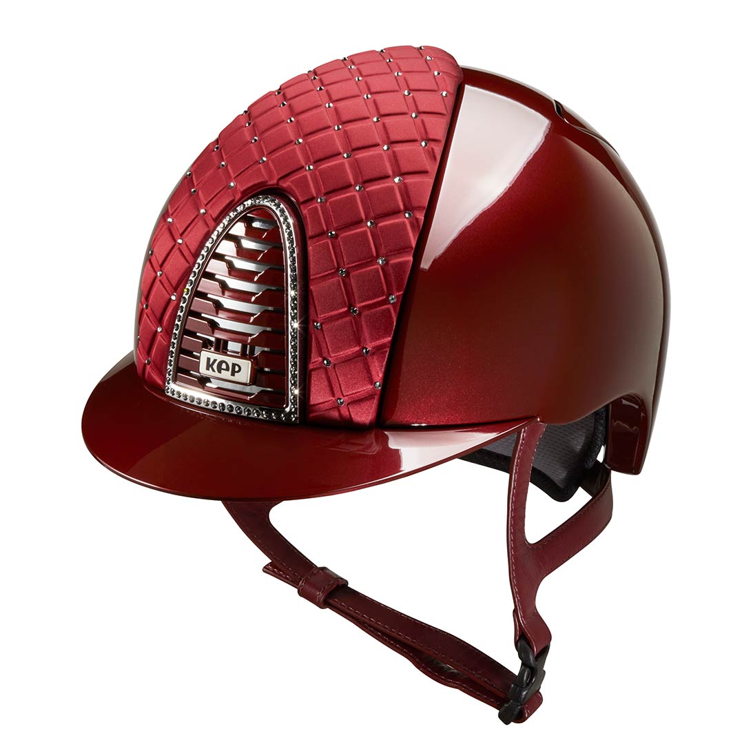 CASCO KEP CROMO 2.0 METAL BURDEOS - FRONTAL SATINADO COLECCIÓN MILANO CON CRISTALES SWAROVSKI® SILVER NIGHT