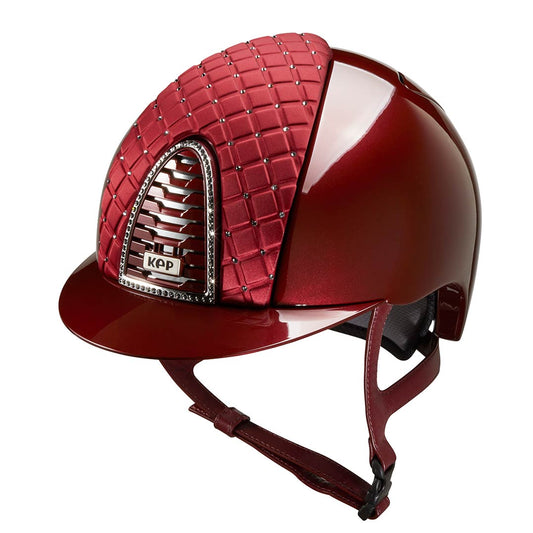 CASCO KEP CROMO 2.0 METAL BURDEOS - FRONTAL SATINADO COLECCIÓN MILANO CON CRISTALES SWAROVSKI® SILVER NIGHT