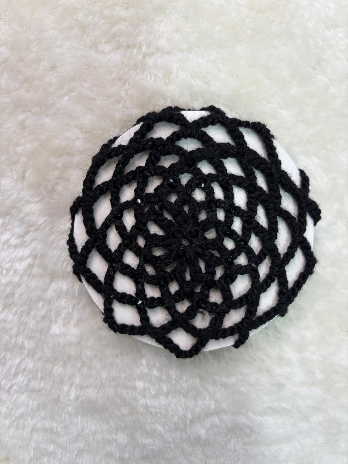 RED MARONA  NEGRA CON BRILLANTES NEGROS