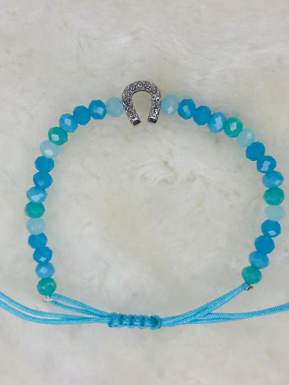 PULSERA MARONA HERRADURA BRILLANTE AZUL