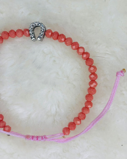 PULSERA MARONA ROSA HERRADURA BRILLANTE