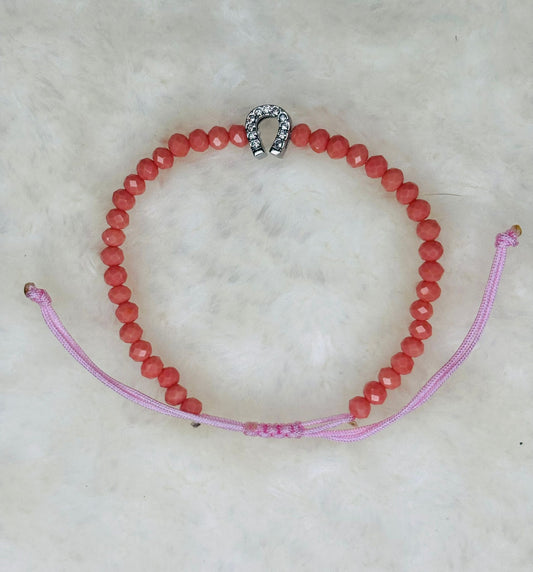 PULSERA MARONA ROSA HERRADURA BRILLANTE