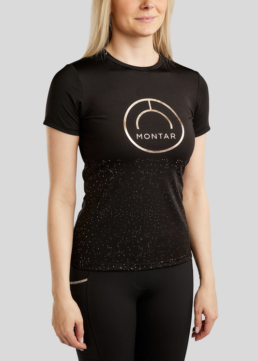 CAMISETA MUJER MOCILLE CON ESTAMPADO CHAMPÁN NEGRA