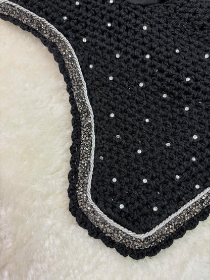 OREJERAS MARONA POLY NEGRO/PLATA/BRILLIS